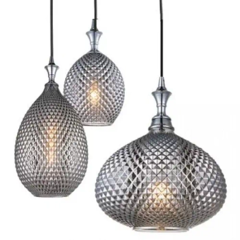 Potrójna lampa wisząca 19241 szklany przydymiony szary czarny