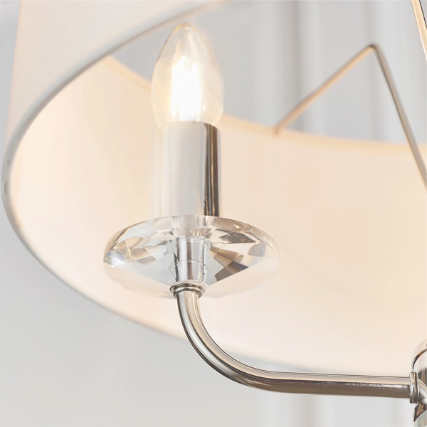 Lampa wisząca z abażurem Nixon 60129 Endon na łańuchu ecru nikiel