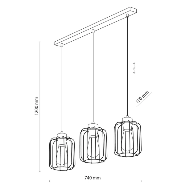 Lampa wisząca na listwie druciana Galaxy 4716 TK Lighting loft czarna złota