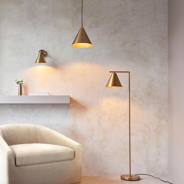 Lampa wisząca 102891 Endon do salonu stożkowa regulowana mosiądz