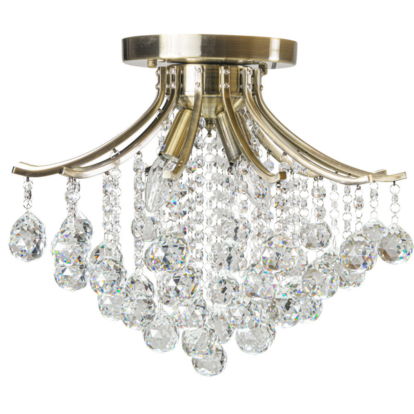 Glamour LAMPA sufitowa Wenecja 5191/4 21QG Elem metalowa OPRAWA z kryształkami mosiądz