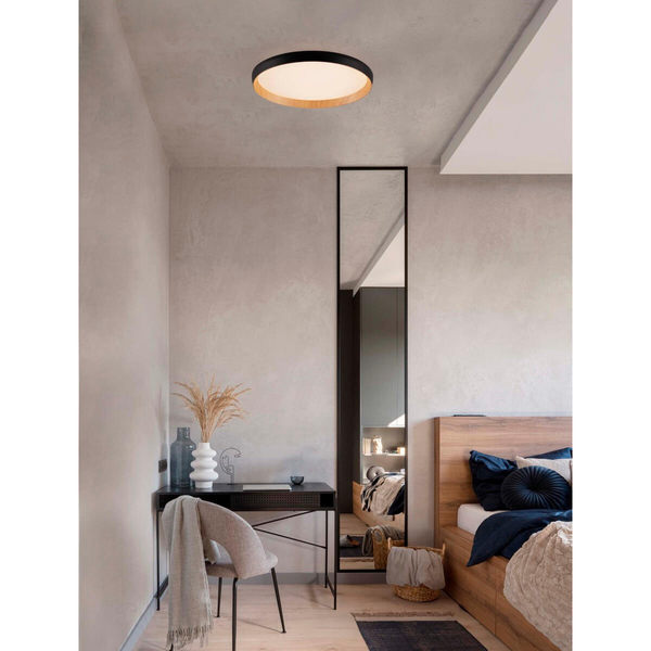 Metalowa lampa sufitowa VINAMAR LE44889 LED 36W 2700-3000K czarna drewniana