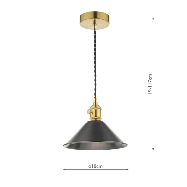 Metalowa lampa wisząca Hadano HAD0140-02 Dar Lighting złota cyna czarna