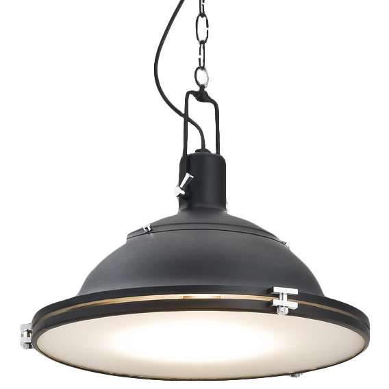 Industrialna LAMPA wisząca NAUTILIUS L 10269106 Kaspa metalowa OPRAWA okrągły ZWIS na łańcuchu czarny