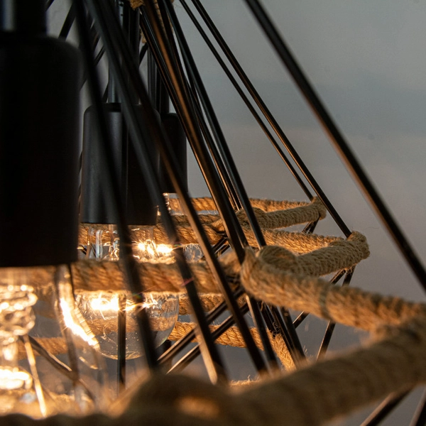 Loftowa LAMPA wisząca Piramida 8803/3 ZWIS - 06 Elem druciana OPRAWA metalowa piramida zwis czarny