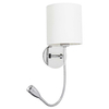 Kinkiet LAMPA ścienna LARKIN 6529 Rabalux abażurowa OPRAWA z peszlem LED 3W 2800K do czytania chrom biała halva