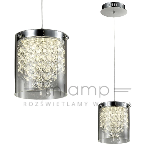 LAMPA wisząca CANTOS LP-1114/1P Light Prestige szklana OPRAWA zwis LED 6W 4000K kryształki crystal przezroczyste