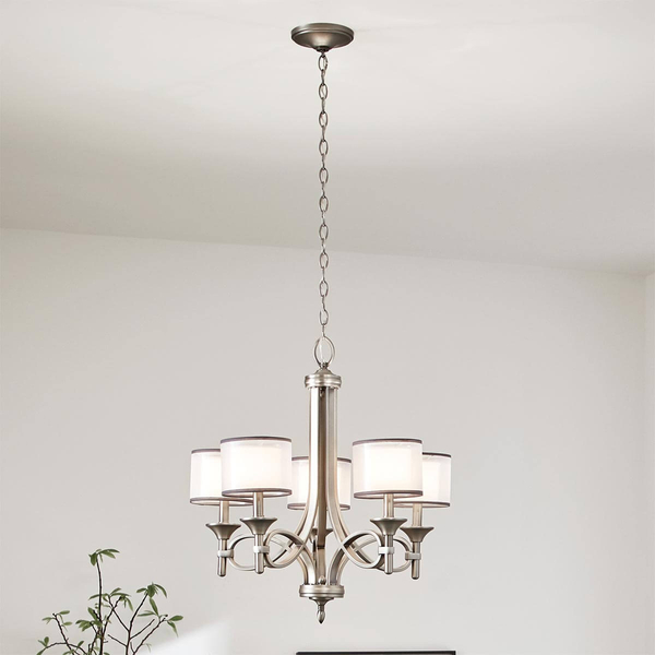 Szklany żyrandol Lacey KL-LACEY5-AP Kichler organza metal biały srebrny