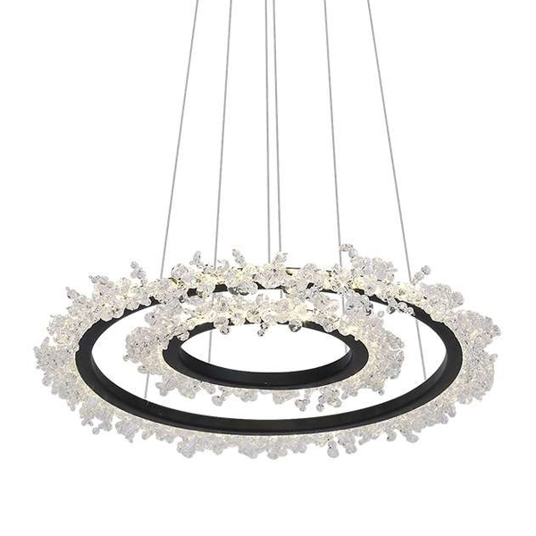 LAMPA wisząca FROZEN ML617 Milagro kryształowa OPRAWA zwis LED 60W 4000K pierścienie rings glamour crystal przezroczyste czarne