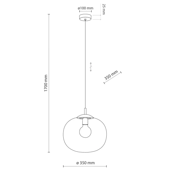 Lampa zwieszana do sypialni VIBE 4972 szklana kula czarny grafit