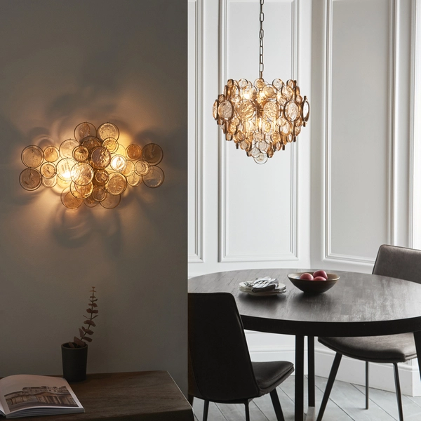 Dekoracyjny kinkiet L&-191990 Light& szklane płatki bursztynowy złoty