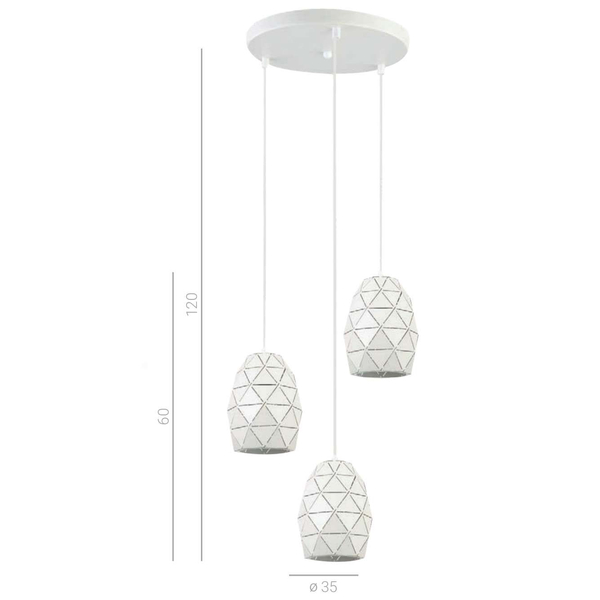 LAMPA wisząca HARLEY MDM-3480/3A W Italux metalowa OPRAWA geometryczna KASKADA zwis biały