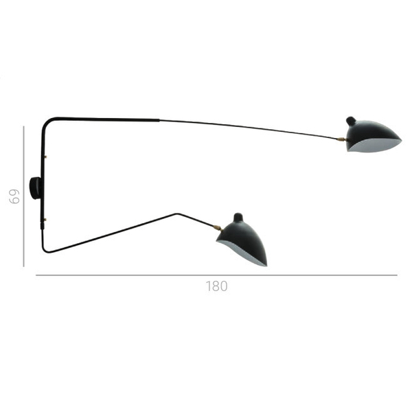 LAMPA ścienna DAVIS MBE0016-2 Italux metalowa OPRAWA kinkiet okrągły na wysięgniku czarny