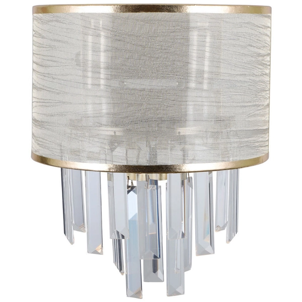 Kinkiet LAMPA ścienna TORREIA WL-45660-2 Italux abażurowa OPRAWA crystal glamour mosiądz srebrna