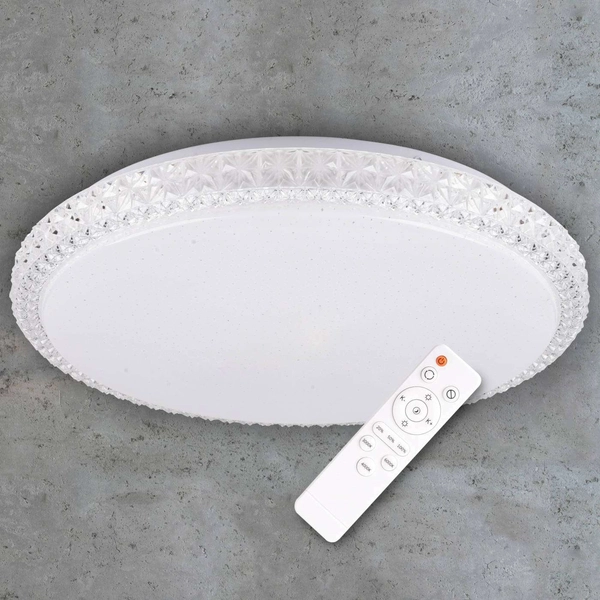 Plafon LAMPA sufitowa IRINA 310750 Polux okrągła OPRAWA glamour LED 24W 2700-6500K z efektem gwiazd biały