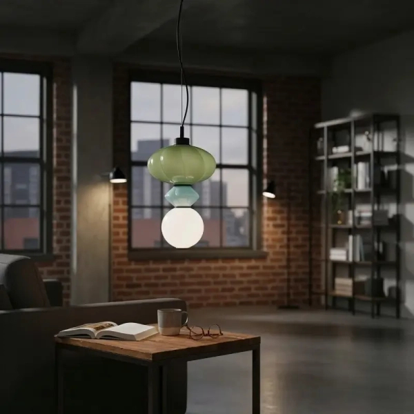 Jadalniana lampa wisząca Tordi PND-94721-1A-MLTI ceramika zielony niebieski