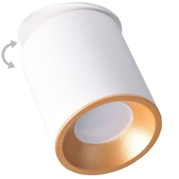 Metalowa lampa podtynkowa HARON 314215 ruchoma tuba wpust biały