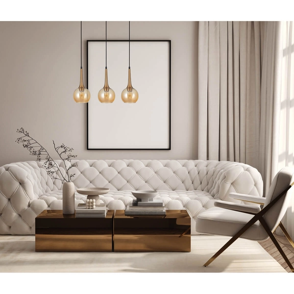 Potrójna lampa zwis Favera PND-42361-3-BRO-AMB Italux bursztynowy brąz antyczny
