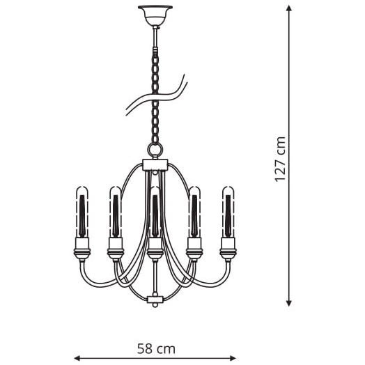 Żyrandol LAMPA wisząca CANARIA LP-6704/5P Light Prestige industrialna OPRAWA świecznikowy ZWIS na łańcuchu czarny