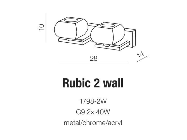 2-punktowa lampa ścienna Rubic do przedpokoju chrom