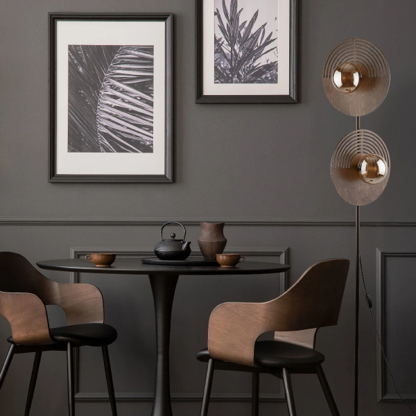 Skandynawska stojąca lampa Lunar Wood 16135 drewniana brązowy