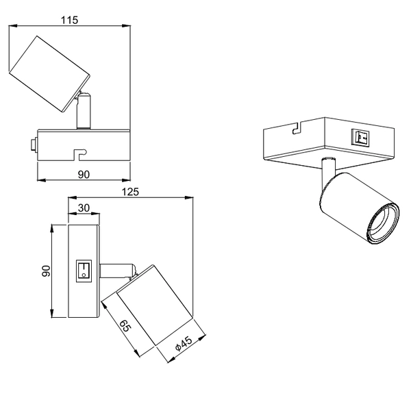 Kinkiet LAMPA ścienna VANNES R80181731 RL Light regulowana OPRAWA metalowy reflektorek loftowy biały mat