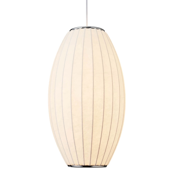 Jedwabna lampa zwis SILK ST-2335-30 do salonu tkanina biała