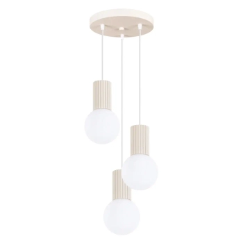 Wisząca lampa potrójna HALO SL.1720 ryflowana nad stół beżowa