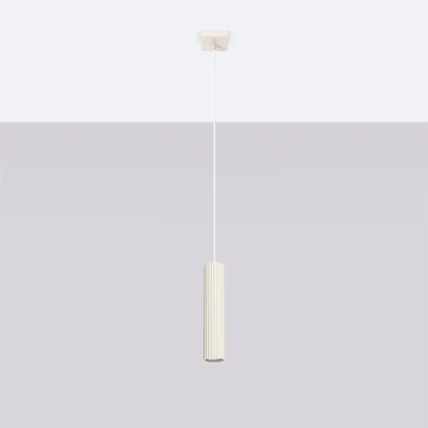 Wisząca lampa podłużna KARBON SL.1592 tubka metalowa beżowa