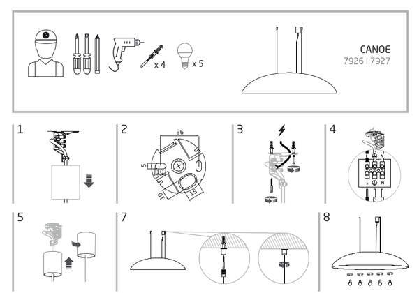 Biała lampa wisząca Canoe 7927 metalowy dysk nad wyspę do kuchni
