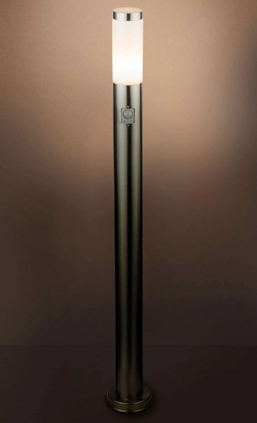 Stojąca LAMPA zewnętrzna BOSTON 3159S Globo ogrodowa OPRAWA słupek z czujnikiem ruchu IP44 stal nierdzewna biały przezroczysty