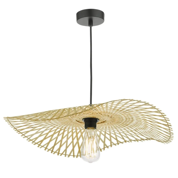 Rattanowa lampa wisząca Deja DEJ6529 kapelusz brązowy czarny