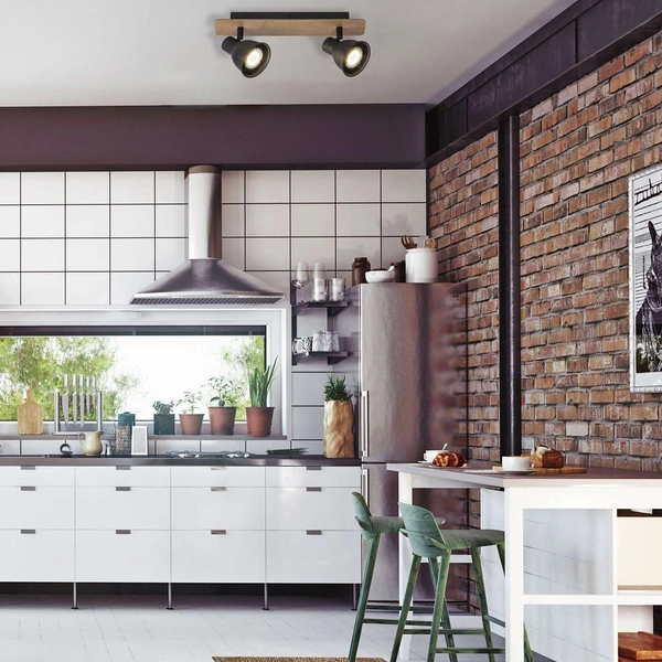 Plafon LAMPA sufitowa MAC 5903 Rabalux skandynawska OPRAWA metalowe reflektorki regulowane drewno czarne