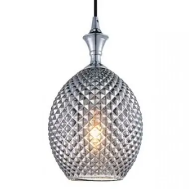 Szklana lampa wisząca 1987 do salonu przydymiona chrom