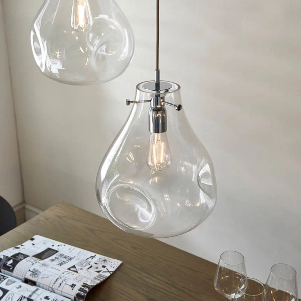 Szklana lampa wisząca Utopia 94521 industrialna przezroczysta chrom