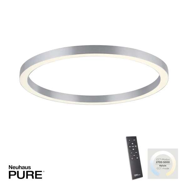 Owalny plafon PURE-LINES srebrny 6306-95 1xLED 42W 2700-5000K ring
