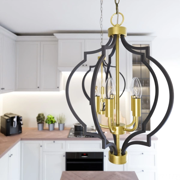 Wisząca lampa Nashville p05179bk Cosmolight pałacowa metal czarna złota