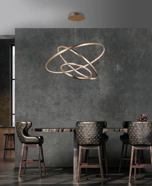 Salonowa lampa wisząca Brighton LED 55W 3000K z kryształkami złota