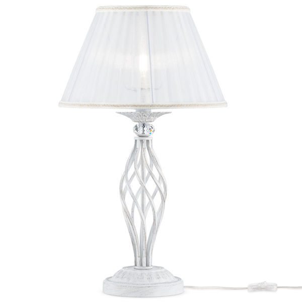 Lampa stołowa z wtyczką glamour z abażurem biała Grace OUTLET