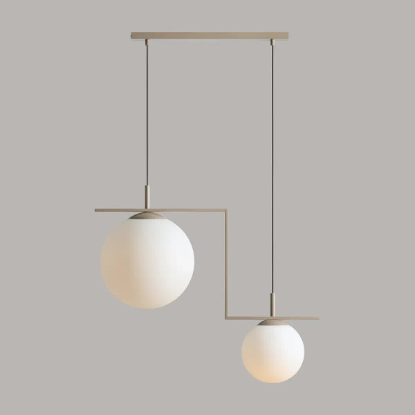 Kulista lampa wisząca ZAC 1038H17_2 do jadalni szklana biała beżowa