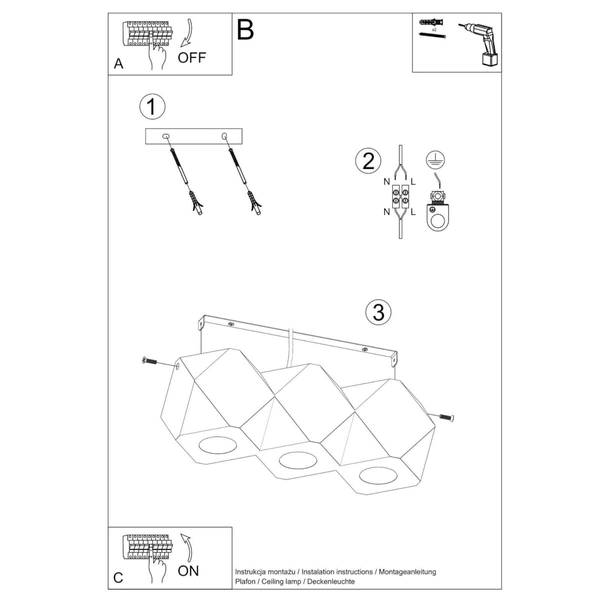 Drewniana lampa sufitowa SL.1010 geometryczna do salonu