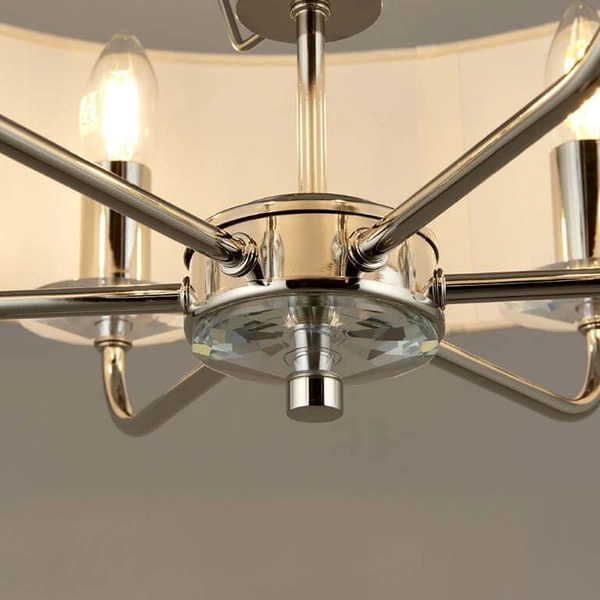 Żyrandol wiszący Nixon 60179 Endon klasyczny abażur nikiel ecru