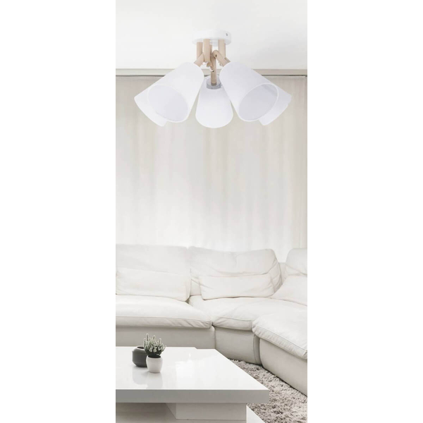 Wielopunktowa lampa sufitowa Vaio 666 drewniana biała