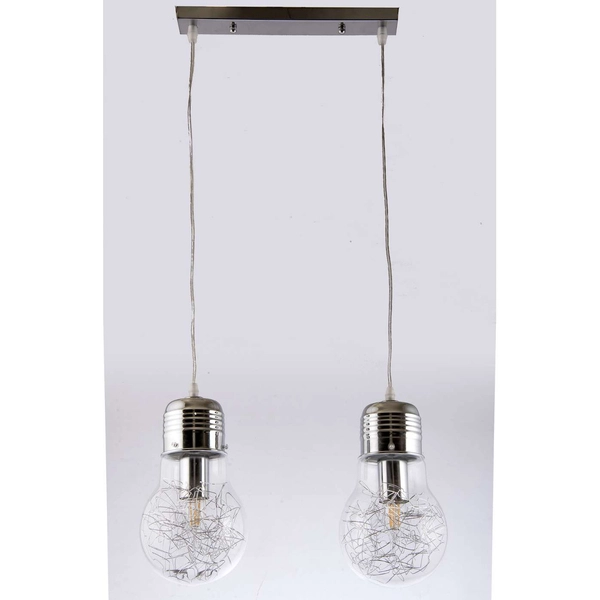 Lampa wisząca żarówkiVEN W-601/2 CR+CLEAR szklana chrom przezroczysty