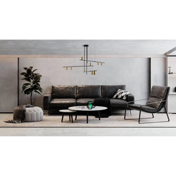 Modernistyczna lampa wisząca ARIZONA LP-074/9PL BK/GD Light Prestige metalowa oprawa metalowe tuby zwis czarny złoty