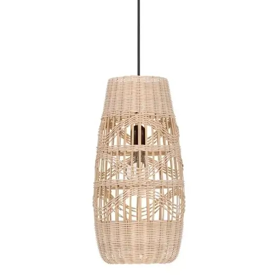 Bambusowa lampa wisząca GELVIRA LE45378 boho ażurowa drewniana czarna
