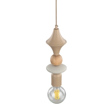 Drewniana lampa sufitowa zwis Tower Sabia Wood 10959 geometryczna beżowy