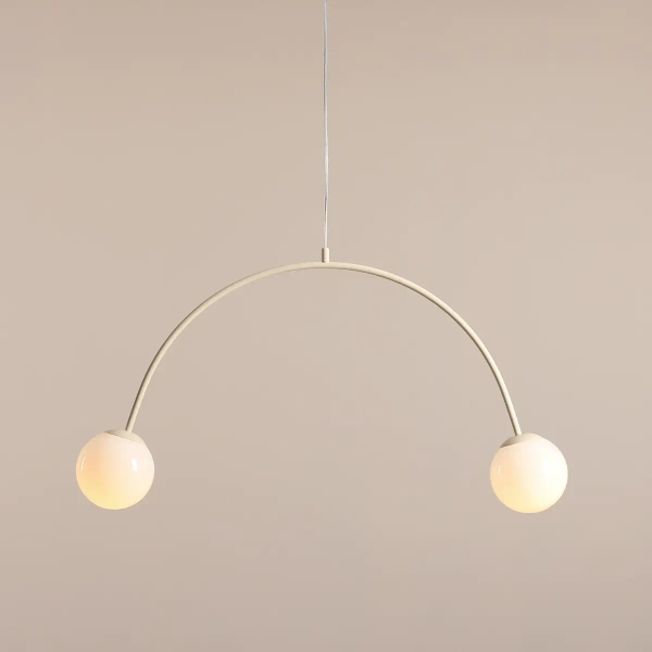 Podwójna lampa wisząca kulista UNA 1116H9 do salonu biała beżowa