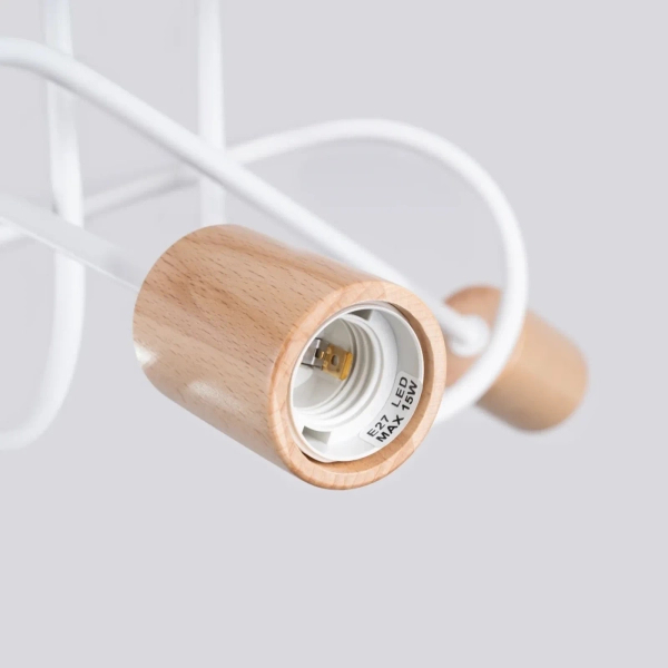 Potrójna lampa sufitowa EMBER SL.1474 biała drewniana 3xE27 do jadalni