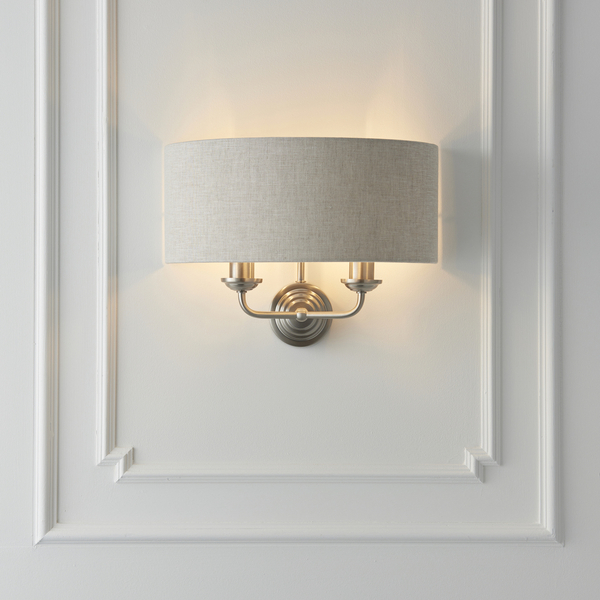 Lampa ścienna abażurowa Highclere 94403 Endon beżowy chrom